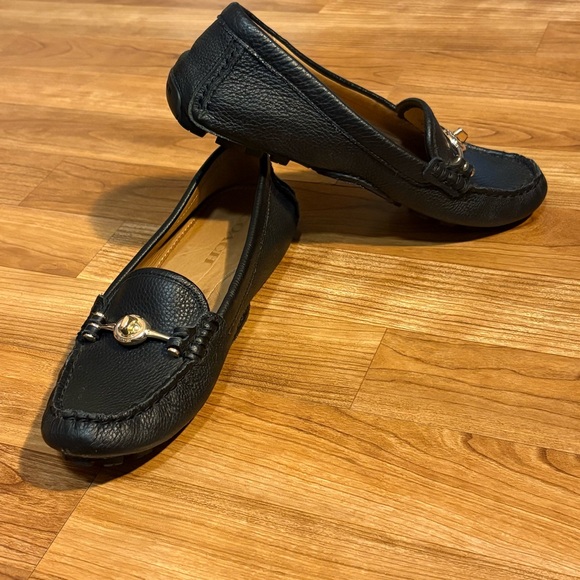 Coach Shoes - Coach Arlene Turnlock Pebble Grain Black Leather Loafers Sz 6.5B